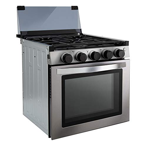 RecPro RV Stove | Gas Range 21" Tall | Optional Vented Range Hood | Black or Silver Color Options (Silver RecPro RV Stove | Gas Range 21" Tall | Optional Vented Range Hood | Black or Silver Color Options (Silver