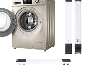 Adjustable Extendable Appliance Roller Stand Mobile Trolley Base with Telescopic Heavy Duty Furniture Dolly Stand Washing Machine Base for Refrigerators Dryers Dishwashers Other Heavy Object (White)