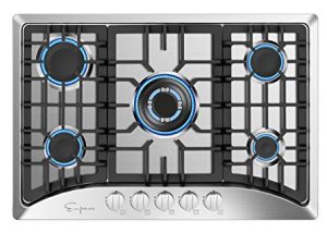 Empava 30" Gas Stove Cooktop with 5 Italy Sabaf Sealed Burners NG/LPG Convertible in Stainless Steel