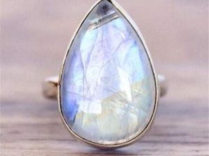 Ploy Pailin (5) New 925 Silver Ring White Fire Opal Moonstone Jewelry Women Bridal Size 6-10 (10)