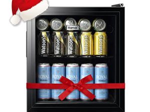 WANAI Mini Fridge Cooler 60Cans Beverage Refrigerator Glass Door Beverage Cooler for Beers Wine Juicer Cooler Adjustable Shelves LED Lights for Home