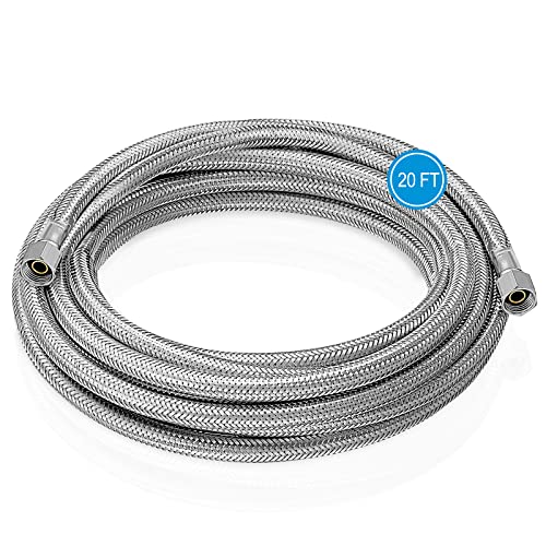 Refrigerator water line - 20 FT Premium Stainless Steel Braided Ice Maker Water Hose Refrigerator water line - 20 FT Premium Stainless Steel Braided Ice Maker Water Hose