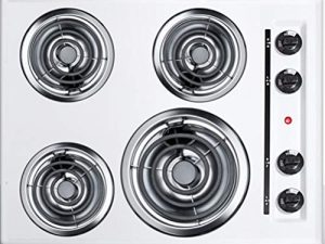Summit Appliance WEL03 24" Wide 220V Electric Cooktop in White Finish Fits Popular Cutout Size with 4 Coil Elements