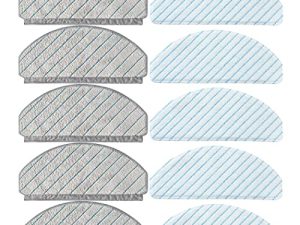 10 Pack Replacement Mop Cloth Pads for ECOVACS DEEBOT OZMO T10/T10 Plus Robot Vacuum Cleaner Accessories (5 Microfiber Washable Cloth + 5 Disposable Cloth)