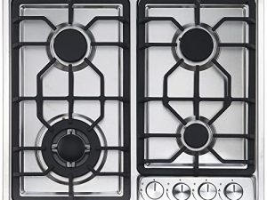 24 Inch Gas stove top Gas Cooktop HBHOB Stainless Steel,4 BurnerNG/LPG Convertiblefor RVs