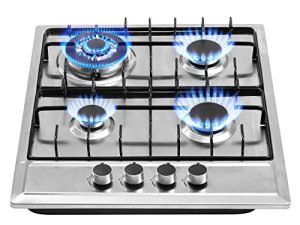 24″x20″ Built in Gas Cooktop 4 Burners Stainless Steel Stove with NG/LPG Conversion Kit Thermocouple Protection and Easy to Clean (20Wx24L)